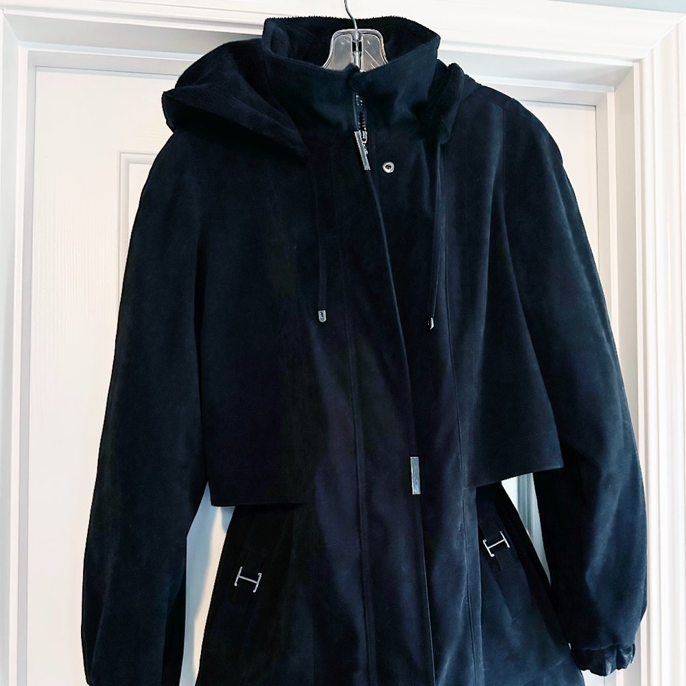 Women's Fleet Street Suede Hooded Coat with free gloves